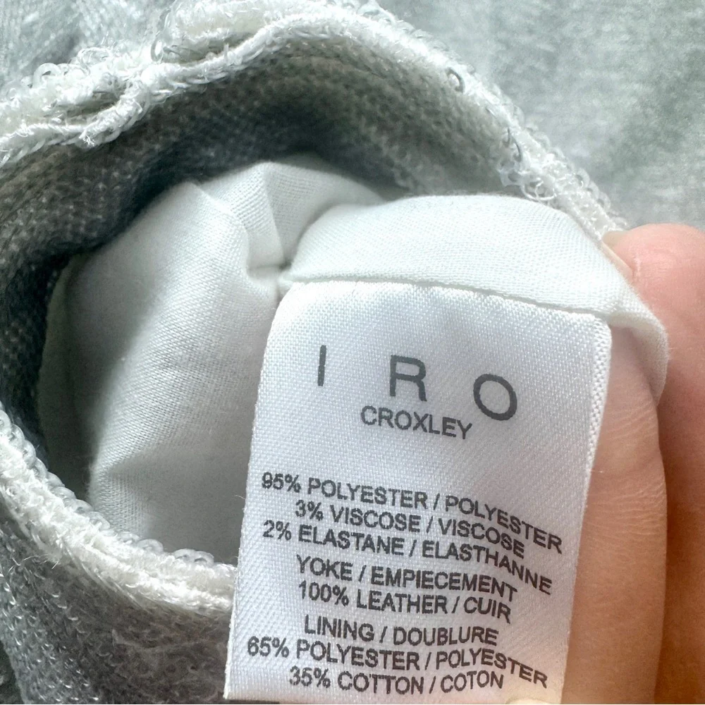 IRO Paris Silver Sequin "Hadley" Moto Blazer with White Leather - Picture 15 of 16